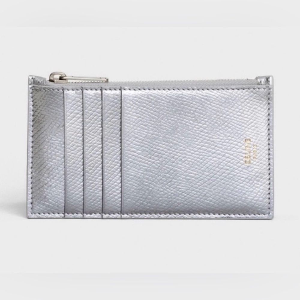 Celine Compact Zipped Cardholder Wallet Silver